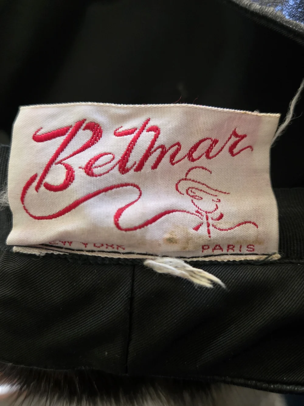 Vintage Betmar Mink Fur Hat Satin Lined Leather Bow Knot NY Paris 1950/60s VTG